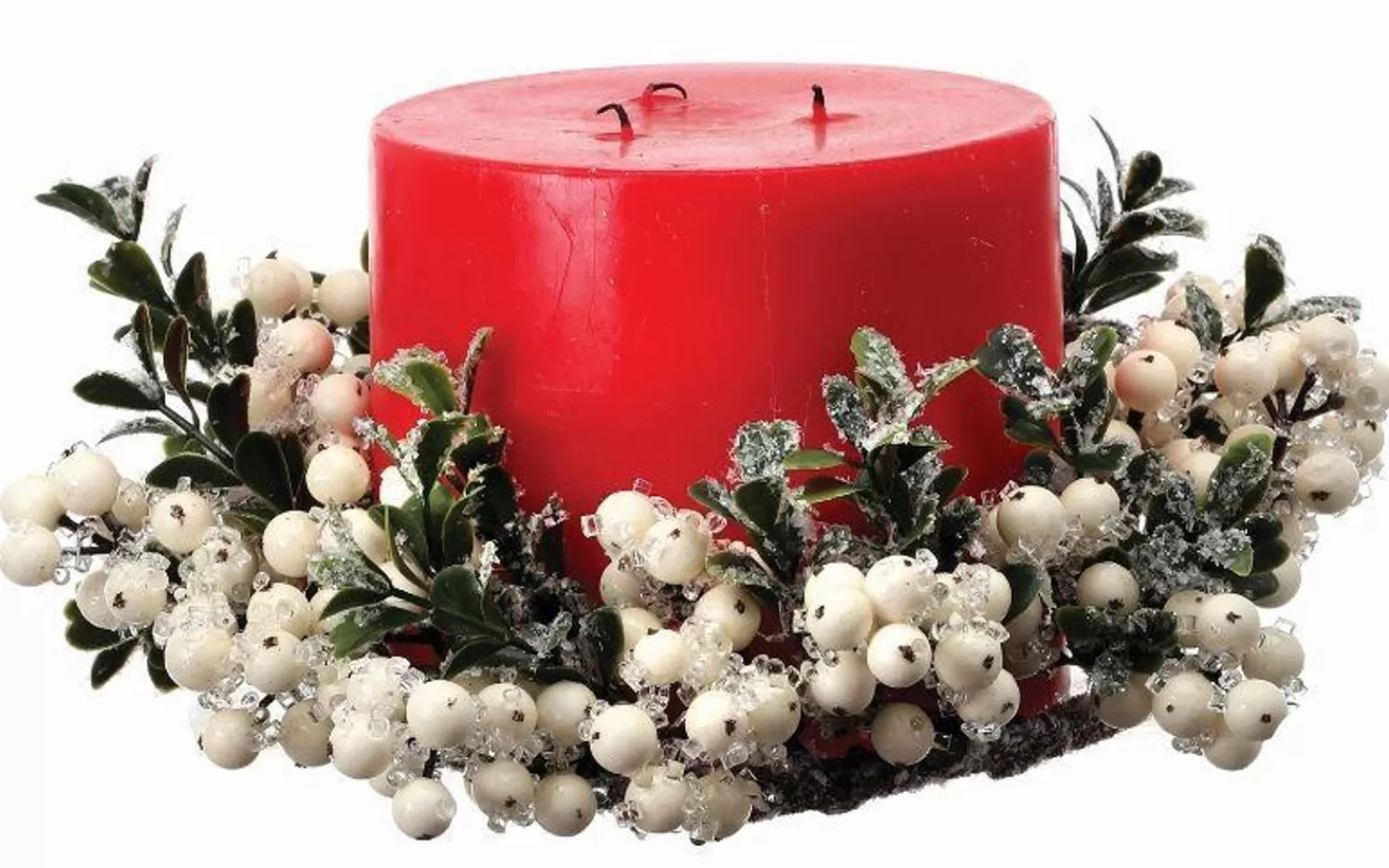 Best Treetime Iced Frosted White Berry Boxwood Candle Ring