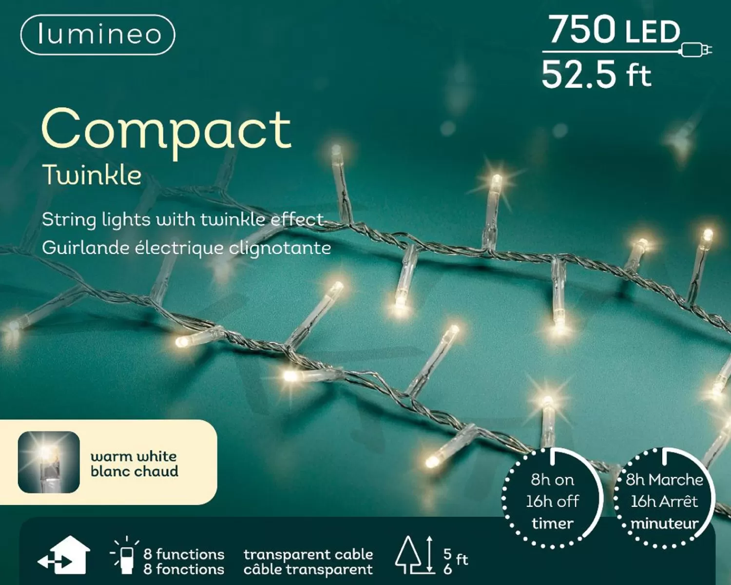 Shop Treetime LED Warm White 52.5 Ft. Compact Light Set With Translucent Wire