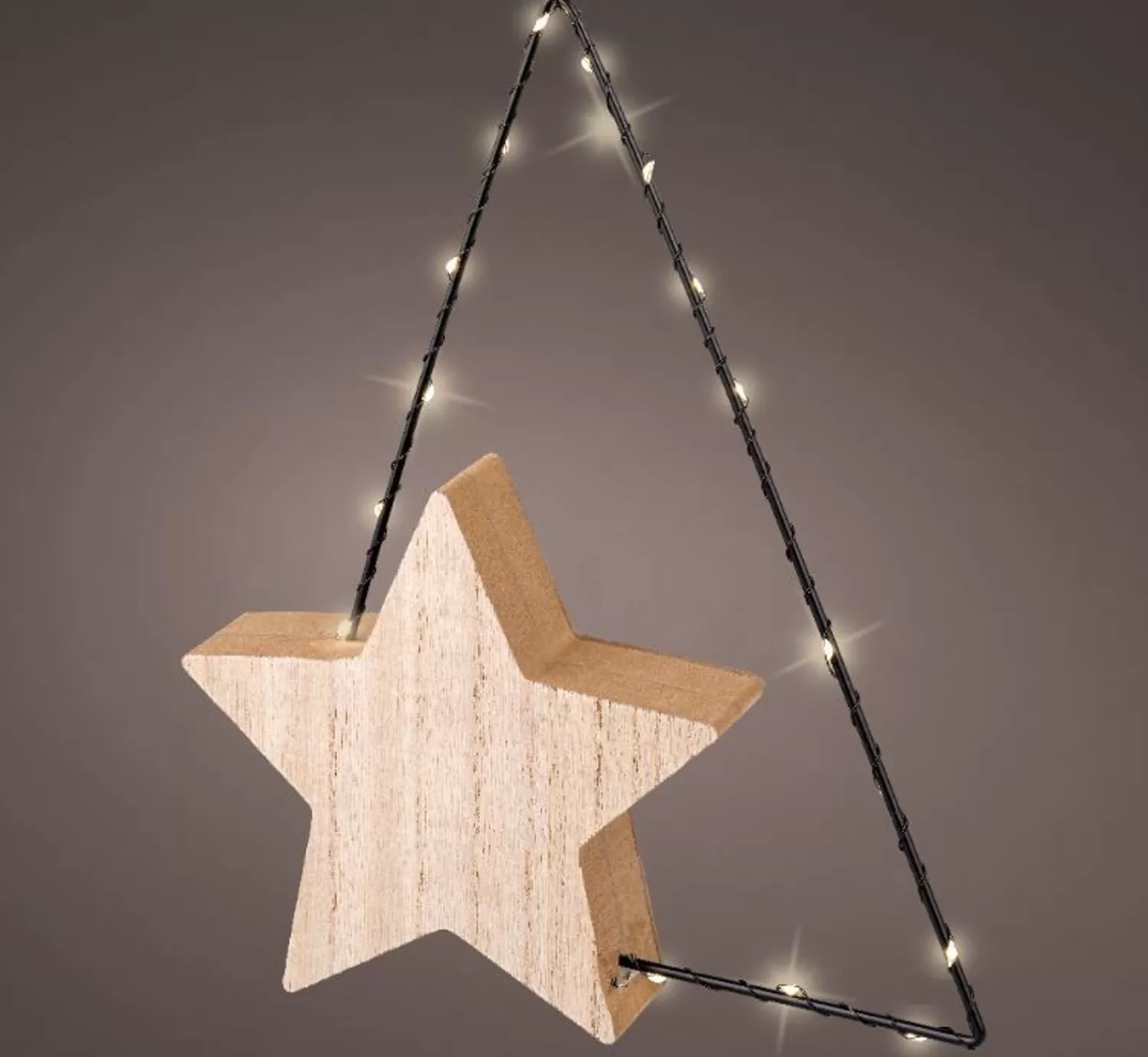 Discount Treetime Micro LED Tree Frame With Wood Star 11.8"