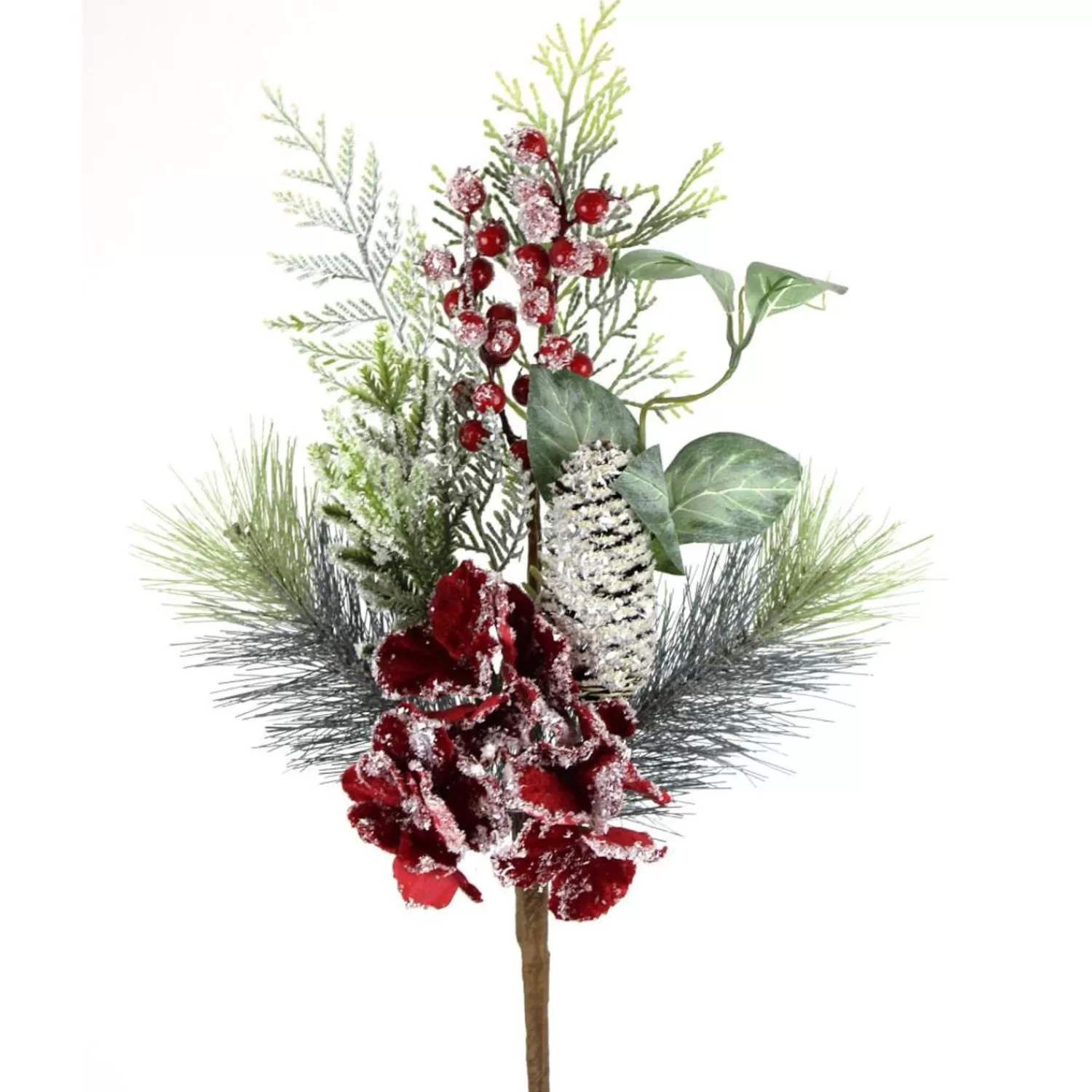 Clearance Treetime Red/Grn Hydrangea Pine Berry Pick 17"
