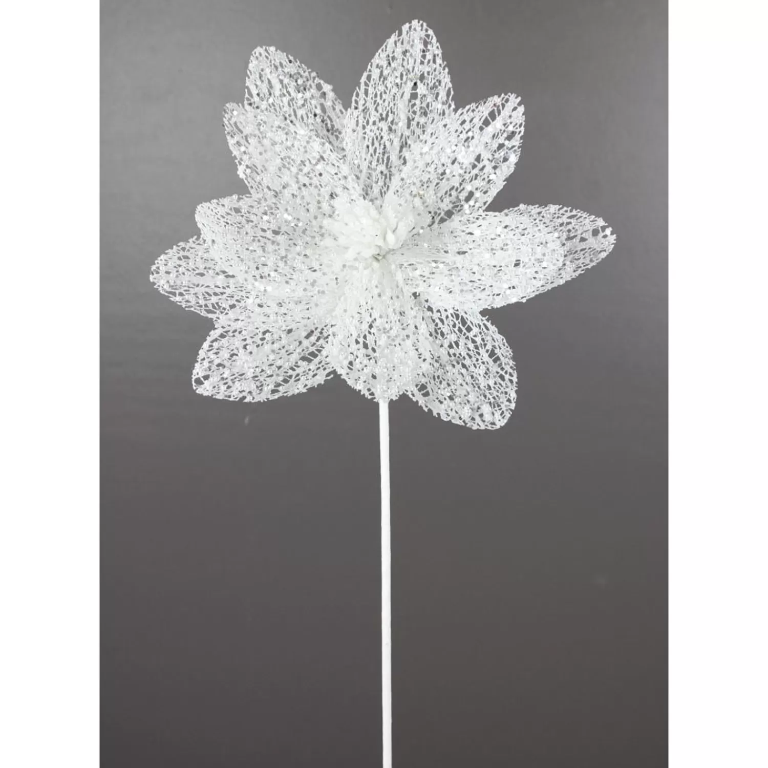 Outlet Treetime Wht Glt Mesh Poinsettia Stem 22"